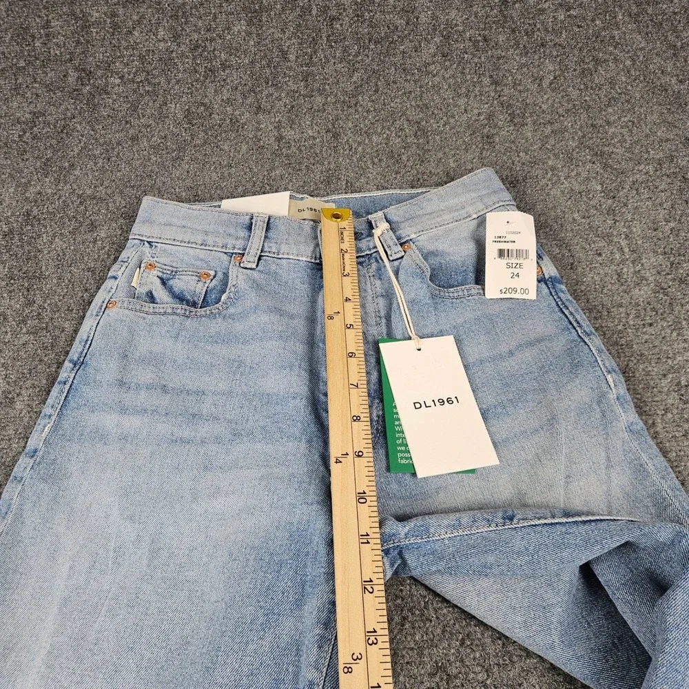 $209 DL1961 Hepburn Wide Leg High Rise Ankle Jeans Freshwater Light Wash Size 24